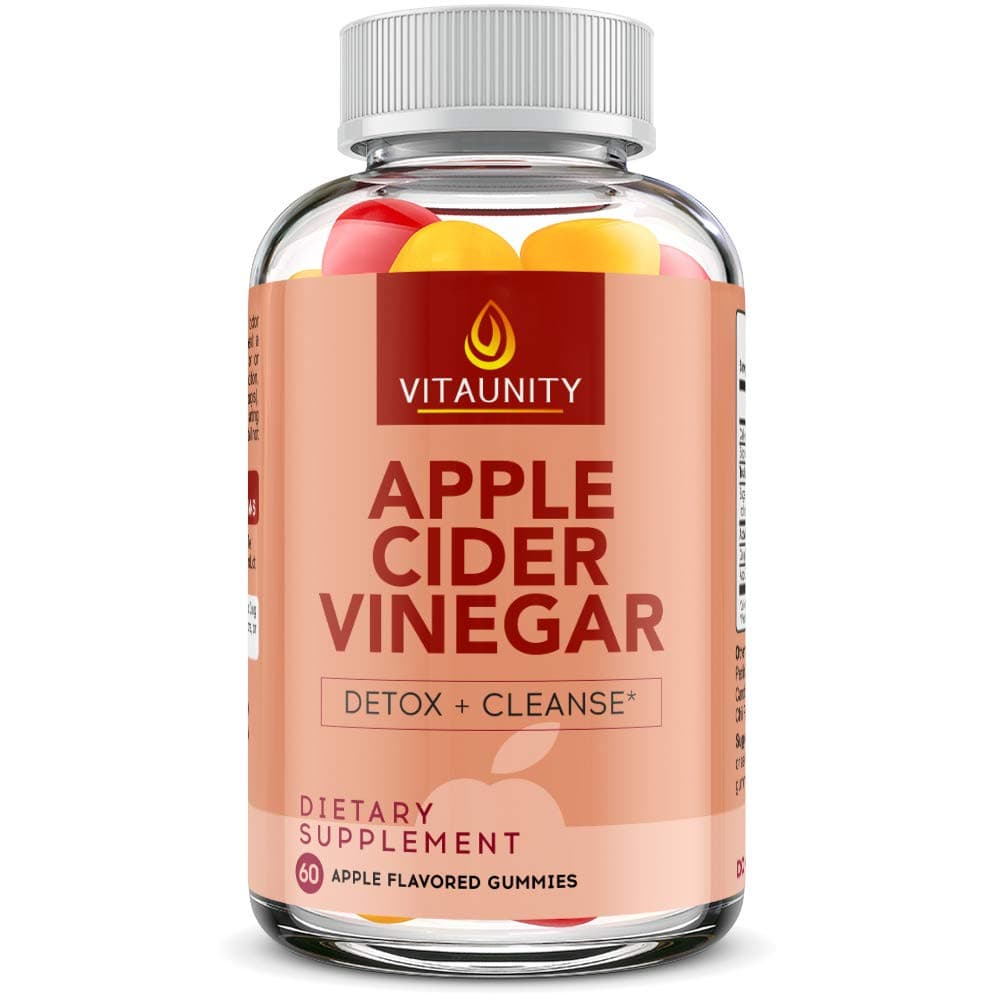 Organic Apple Cider Vinegar Gummies with Ginger from Raw Unfiltered ACV with The Mother-Best Alternative to Apple Cider Vinegar Capsules-ACV Pills-Tablets-Detox and Cleanse Support Immunity (60 Gummy)