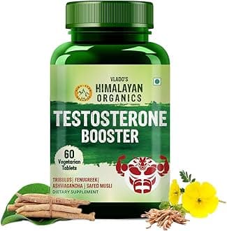HIMALAYAN ORGANICS Vlado's Testosterone Booster with Tribulus Terrestris, Fenugreek, Vitamin D3, Zinc, Magnesium, Ashwagandha & Safed Musli I Pure Ayurvedic | 60 Veg Tablets