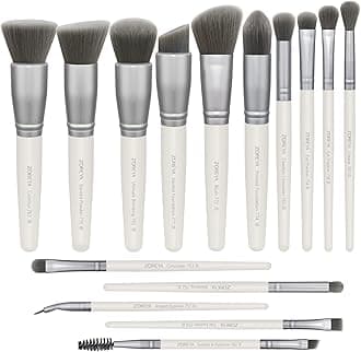 ZOREYA Makeup Brushes - 15 Pcs Premium Bamboo Charcoal Infused Bristles Makeup Brush Set, Foundation Concealers Eye Shadows Make Up Brush,Eyeliner Brushes(White)