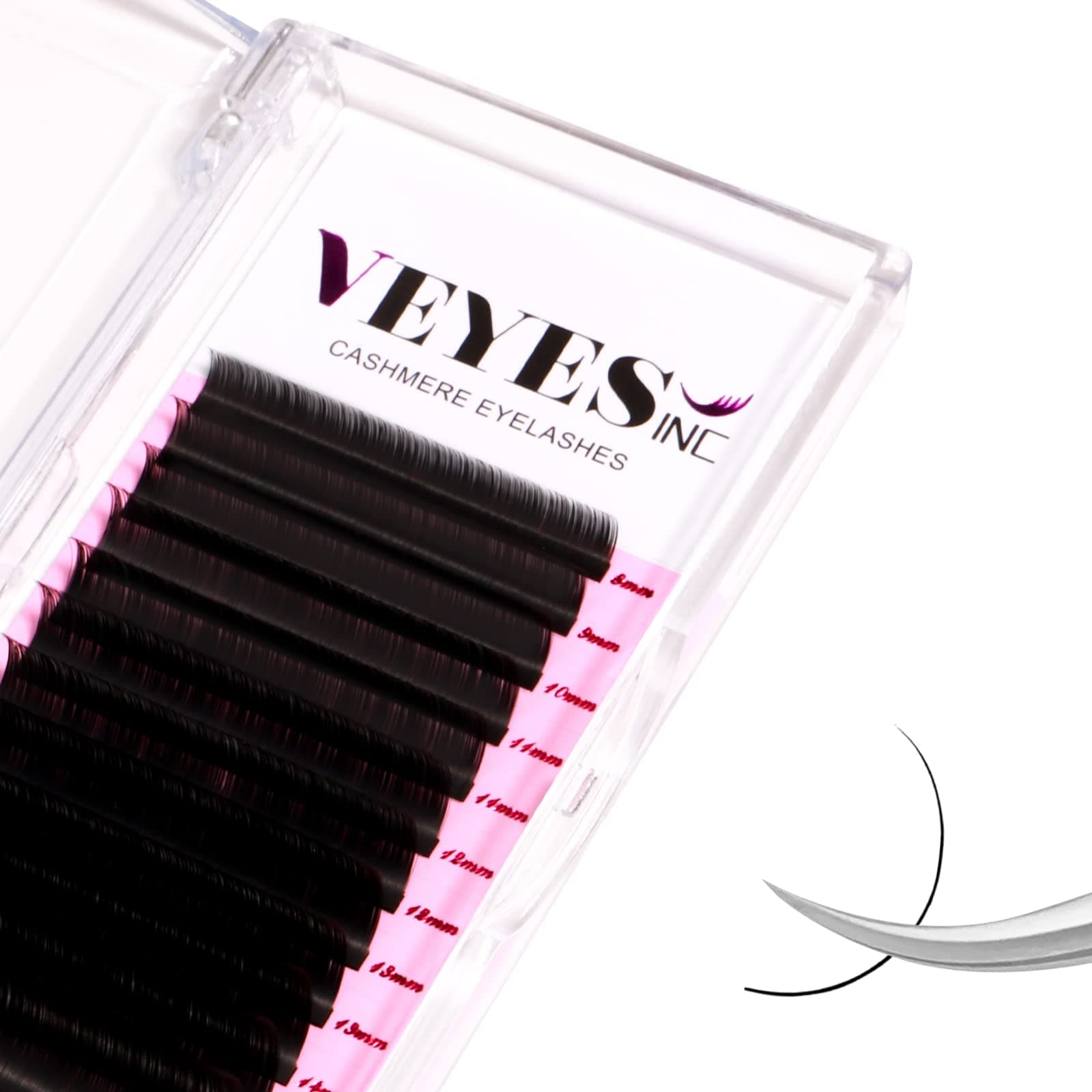 VEYES INC Cashmere Volume Lash Extensions C CC D DD LD L B J M Curl 0.03-0.20 thickness 5-25mm, Super Matte Black Individual Eyelashes Tray, Professional Supplies for Lash Techs (0.03 CC 11-16mm)