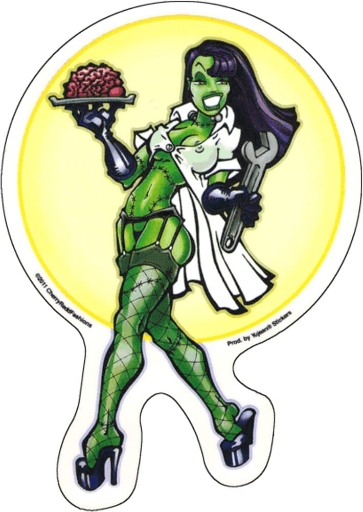 Cherry Redd - Zombie Brain Pinup Girl - Sticker / Decal