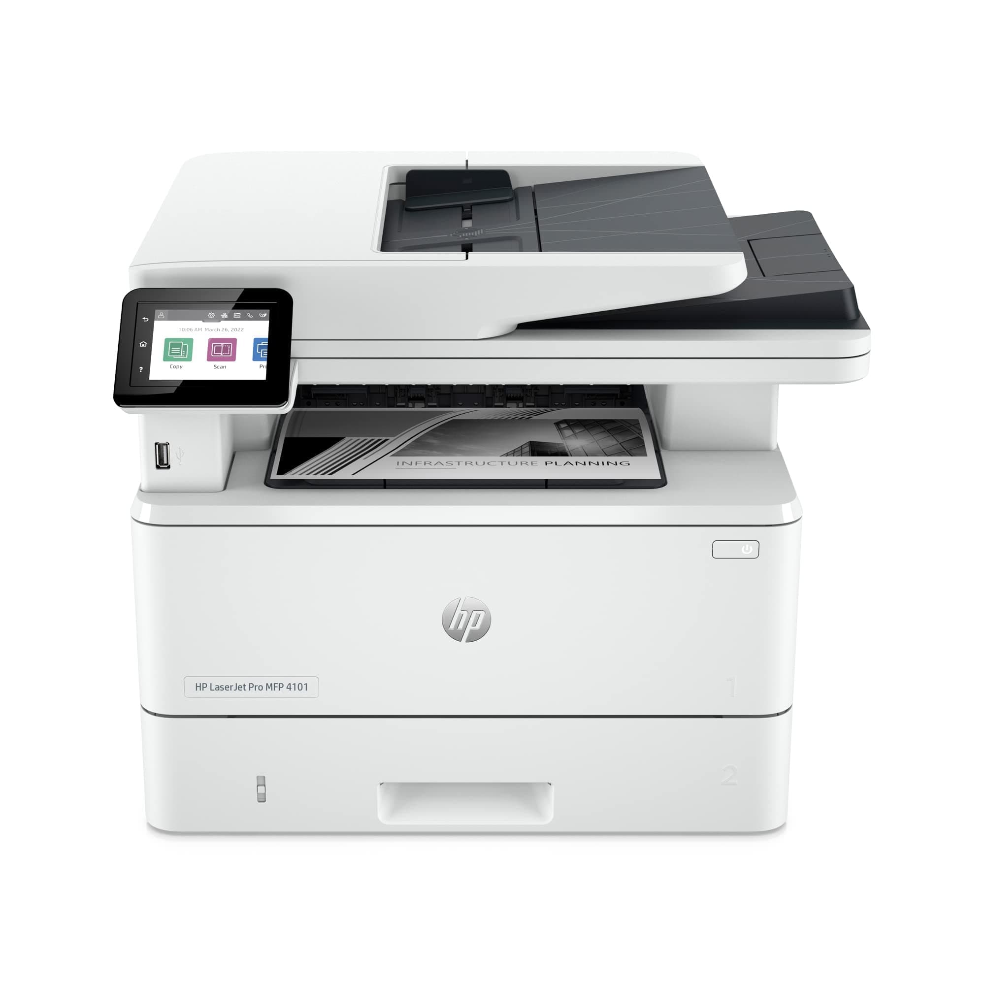 Laserjet Pro MFP 4101fdw Wireless Black & White All-in-One Laser Printer, Scanner, Copier, Fax, Best-for-Office (2Z619F)