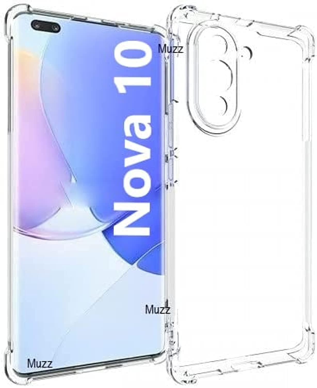 Muzz For Huawei nova 10 Case,Cover for Nova 10 Phone Case Clear, Scratch Resistant Reinforced Corners TPU Rubber Soft Skin Silicone Protective Cover for Huawei nova 10 (Crystal Clear)