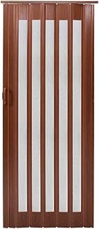 INMOZATA Folding Door PVC Plastic Internal Doors Sliding Concertina Door Panel Divider (Brown, Thickness 6mm)