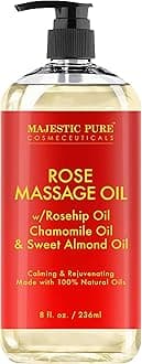 Rose Massage Oil for Massage Therapy - Refreshing, and Relaxing - Natural Oils - for All Skin Types - Men and Women Massage Lotion- 8 fl oz