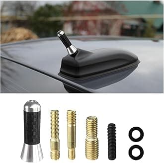 Car Short Antenna, 1.37" Aluminum Radio Antennas Replacement, Carbon Fiber Antenna Kit with Screws, AM/FM Roof Mount Car Radio Reception Antennas Mast for Most Cars SUVs (Silver)
