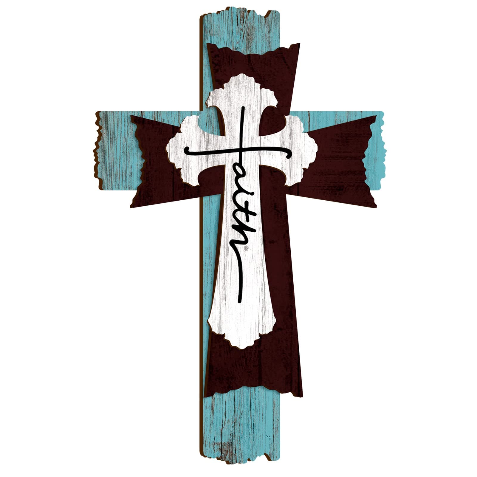 Christian Wall Cross Decorative Wooden Wall Cross Hanging Rustic Multi Layered Weathered Wood Look Spiritual Art Sculpture Farmhouse Spiritual Art for Home Religious Indoor Outdoor(Simple Style)
