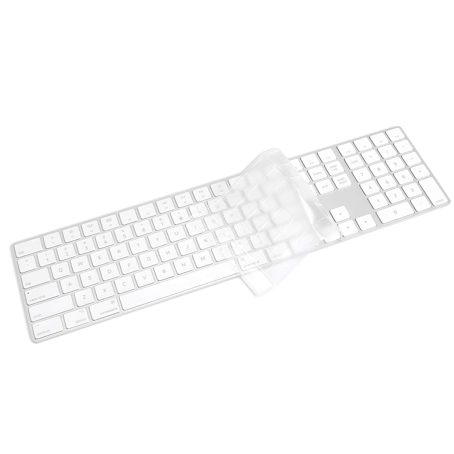 ProElife Keyboard Cover Skin for 2018-2017 Apple Magic Keyboard with Numeric Keypad A1843 US Enter MQ052LL/A Wireless Bluetooth Keyboard Ultra Thin Full Size TPU Protector, 0.13 mm, Transparent Clear