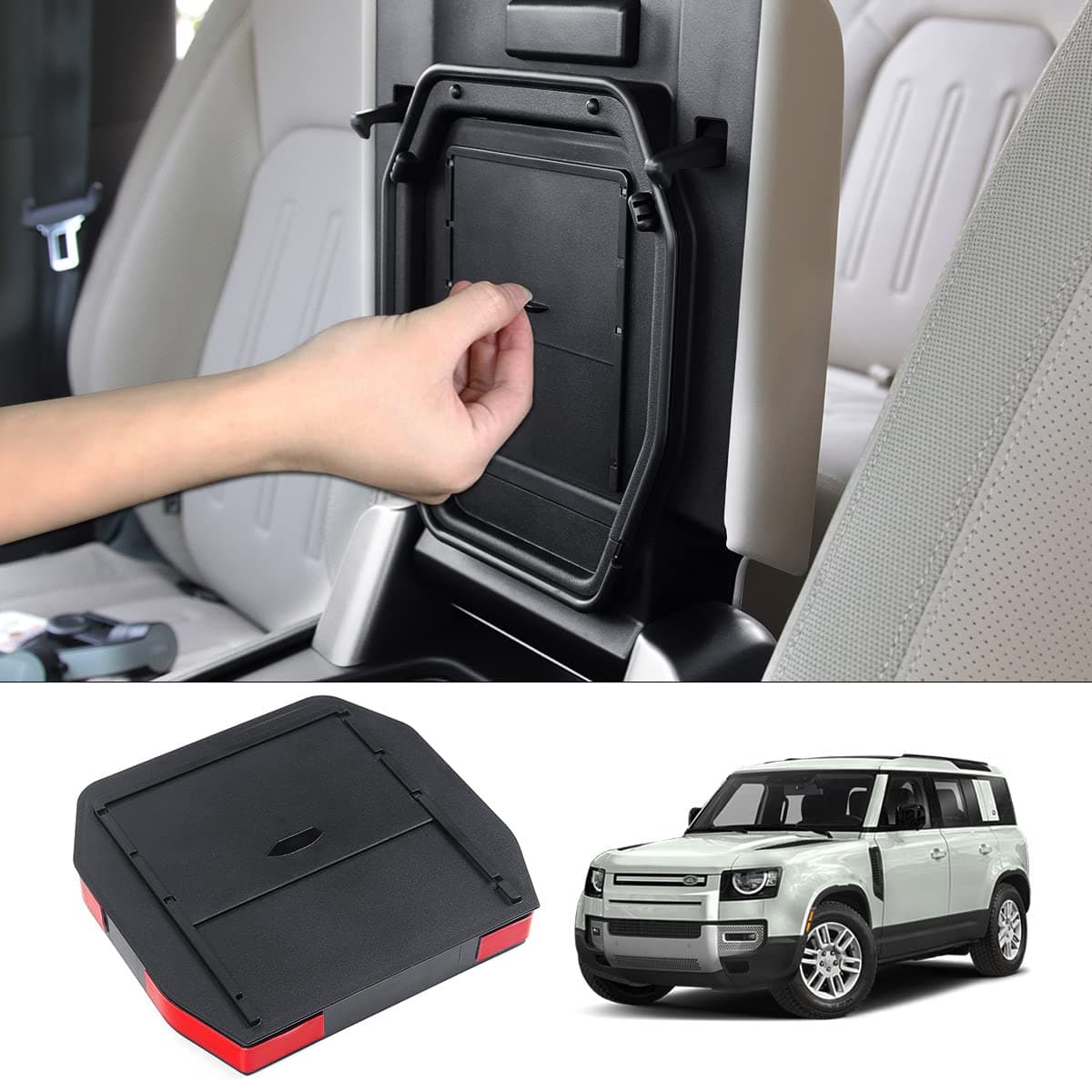 Karltys Center Console Hidden Organizer for Land Rover Defender Accessories Defender 90 110 130 2020-2025 2026 Armrest Hidden Storage Box Compartment