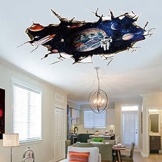 U-Shark 3D Self-Adhesive Removable Break Through The Wall Vinyl Wall Sticker/Mural Art Decals Decorator (9066A Galaxy Astronaut (23.6" X 35.4"/ 60cm x 90cm))