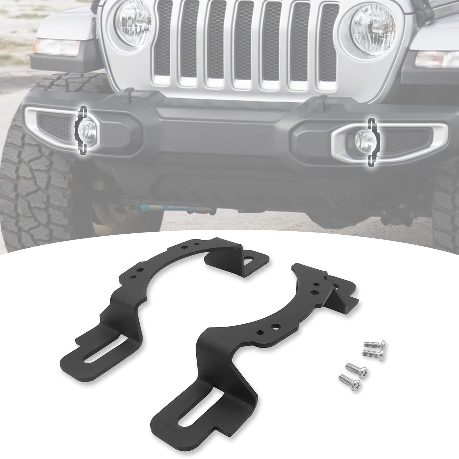 Dasen Front Bumper Mount 4 Inch LED Fog Light Brackets Compatible with Jeep 2013-2021 Wrangler Hard Rock Bumper Rubicon X