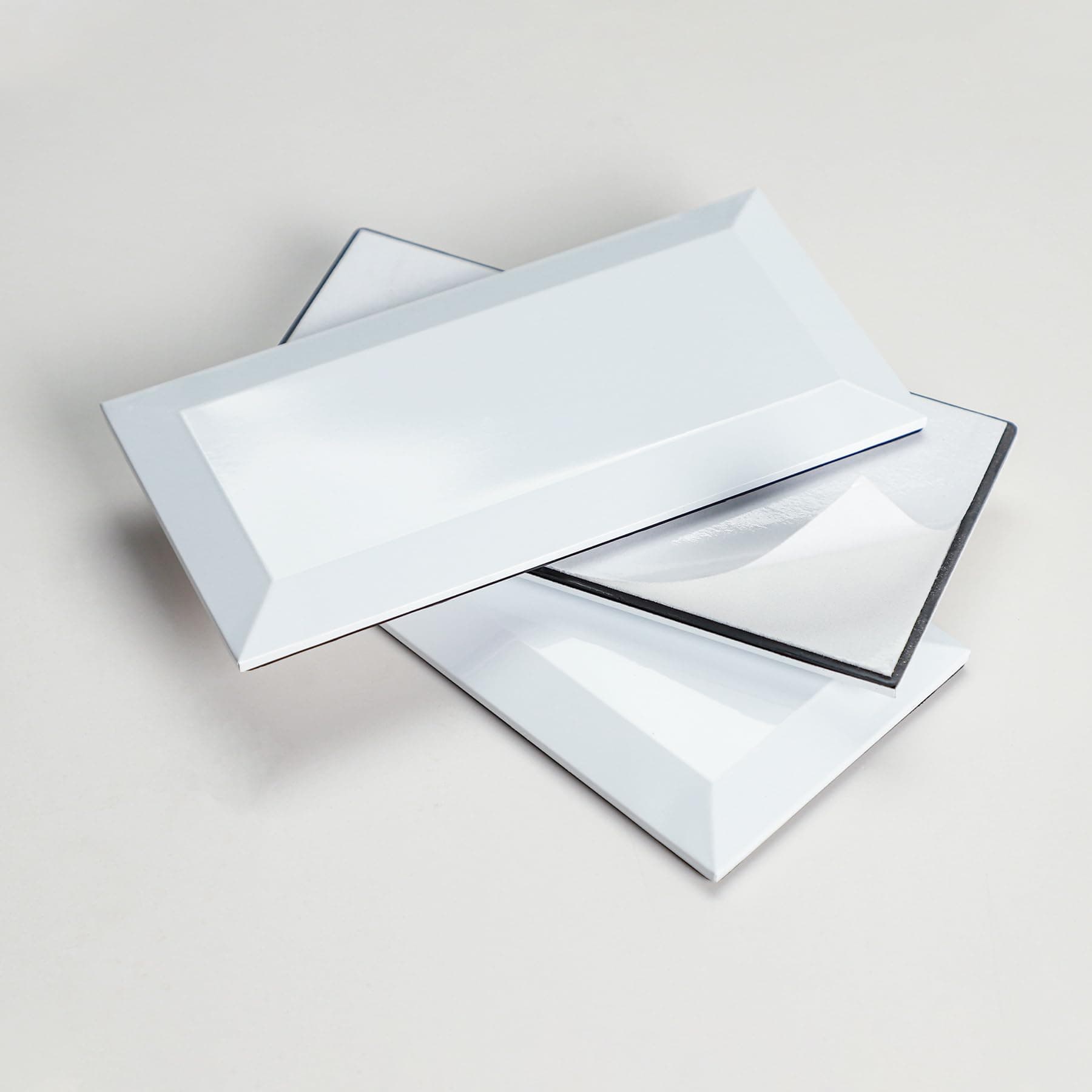 Subway Tile Peel and Stick Backsplash, 3" x 6" Aluminum Bevel Edge Stick on Backsplash for Kitchen Bathroom (44 Pieces, White)