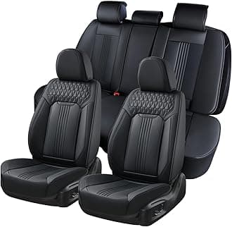 Seat Covers, Car Seat Covers Full Set, Black Seat Cover, Front Seats Back Seat Cover, Waterproof Car Seat Cushion,Leather Car Seat Protector Universal Fit Most Cars