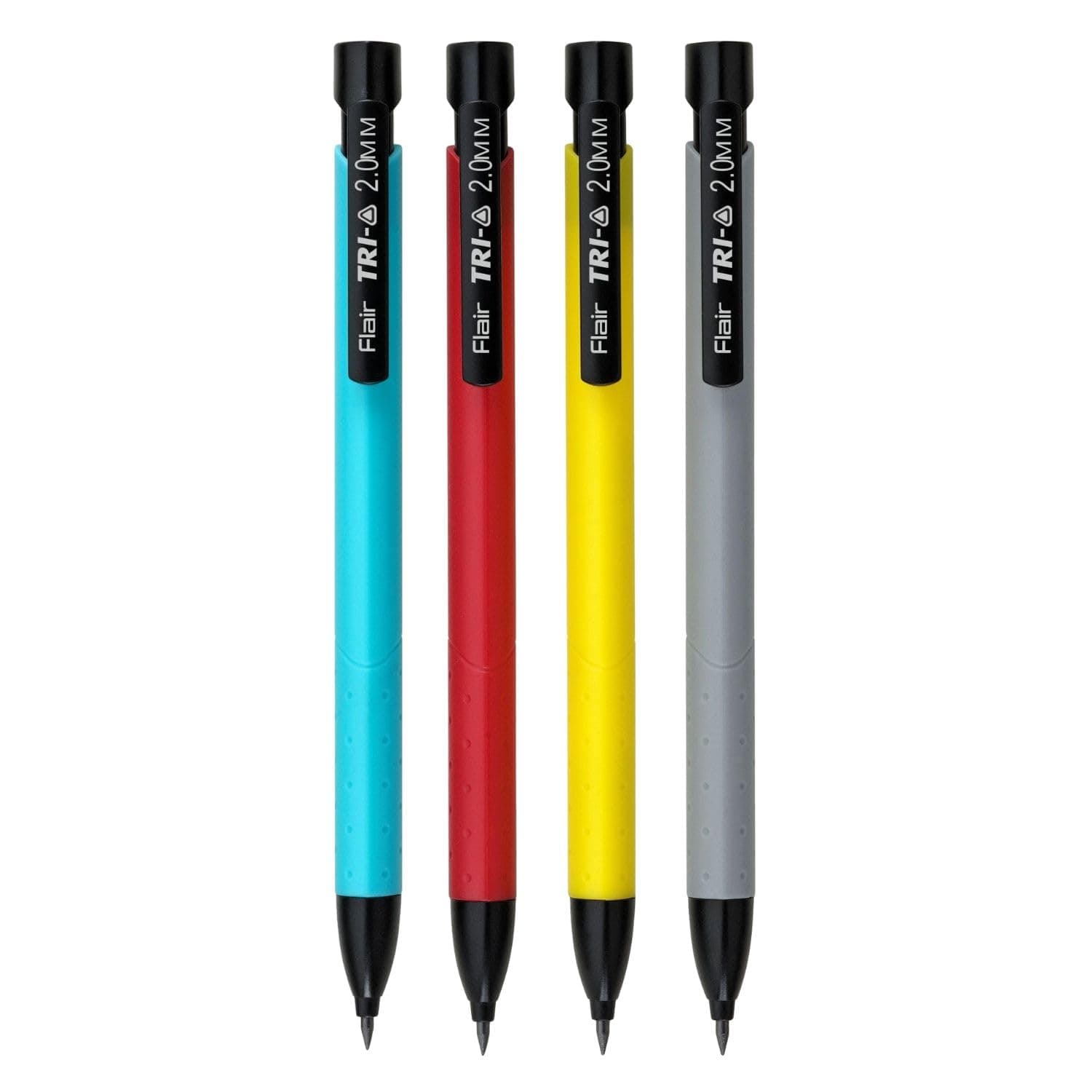 FLAIR Creative Series 2.0mm Tri-o Mechanical Pencil | Retractable Mechanism With Extra Dark 2B Leads | Non-Stop Automatic Writing | Inbuilt Sharpner Included | Pack of 4