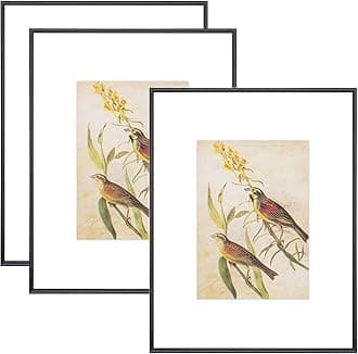 8.5x11 Picture Frame Set of 3, Matte Black Modern Thin Aluminum Metal Photo Frame with HD Glass, Fits 5x7 with Mat or 8.5 x 11 without Mat, for Tabletop and Wall Mounting