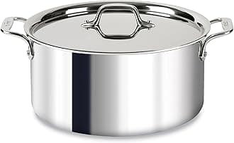 D3 3-Ply Stainless Steel Stockpot with Lid 8 Quart, Induction, Oven Broiler Safe 600F, Silver