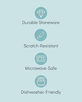 18 Piece Dinner Sets for 6 People - Beautiful Mediterranean Style Stoneware Dinner Set for 6 - Dishwasher & Microwave Safe Plates and Bowls Set for 6 - Dinnerware Sets by Pure Living in Sage Green