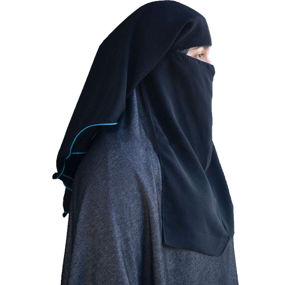 Niqab Hijab 4-layer Black Fluttery Butterfly Saudi Face Veil
