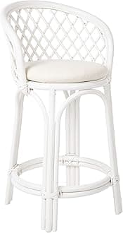 Kouboo Rattan Criss-Cross, White Kitchen Counter Stool, Height (1110170)