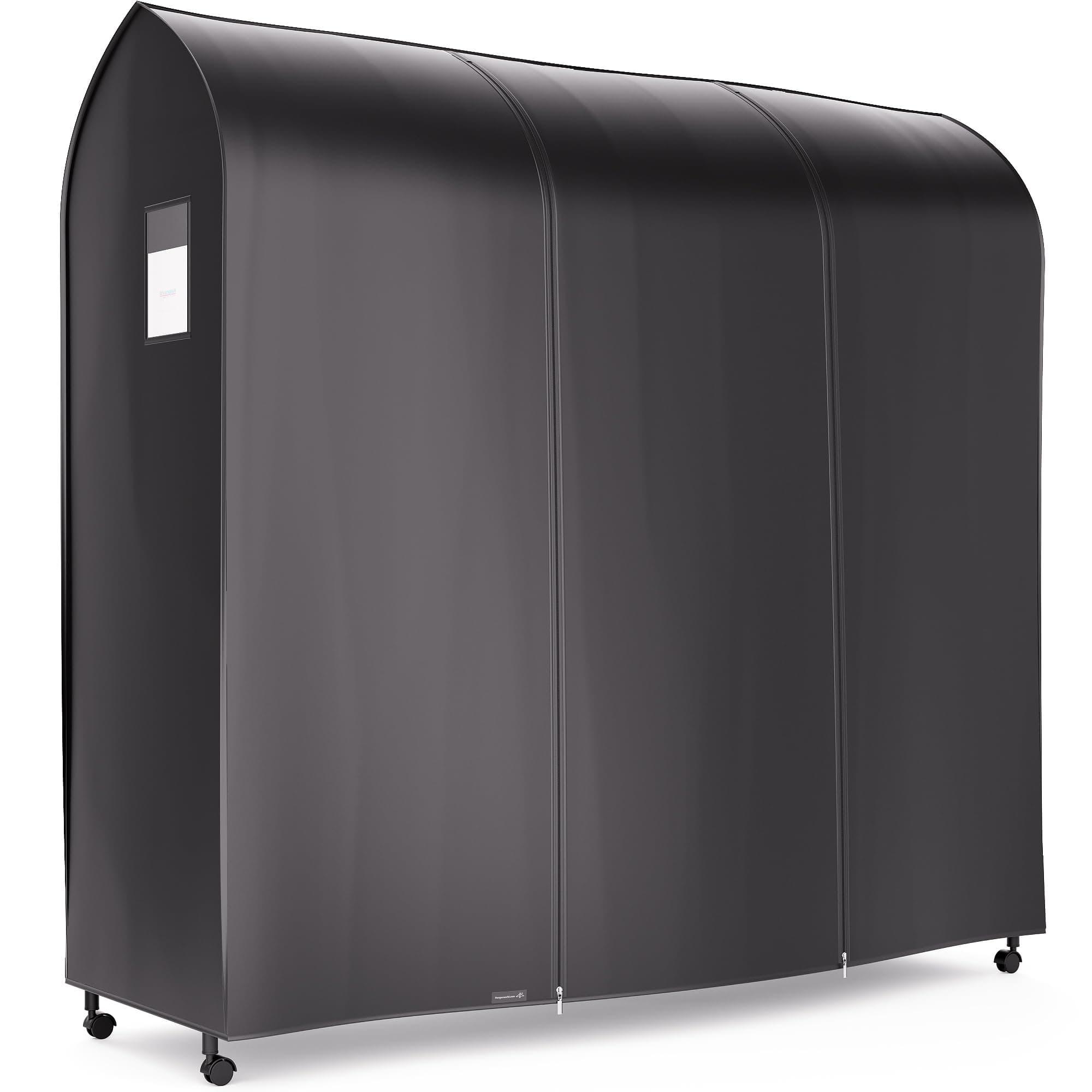 6ft Large Black Clothes Rack Cover with 2 Zippers - Waterproof Nylon, Breathable, Dust Protector for Storage (Garment Rack Cover ONLY)