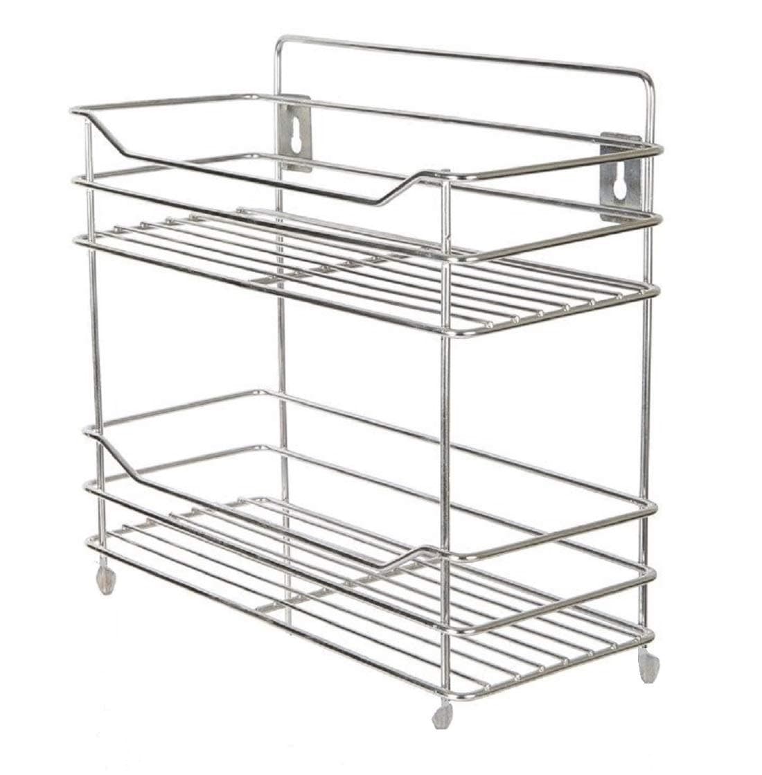 Omic Multipurpose Storage Shelf/Spice Rack, Triple (3-Tier), Stainless Steel (for Kitchen, Bathroom etc.)