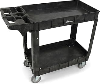 Simpli-Magic Rolling Utility Cart on Wheels, Polypropylene, Plastic-Rubber, High Density Polyethylene (HDPE), Black, Extra Large