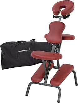 Portable Massage Chair for Tattoo and Spa Foldable Massage Therapy Chair with Adjustable Face Cradle High-Density Cushion Lightweight Design with Carrying Bag Ideal for Salon Use (Burgundy)