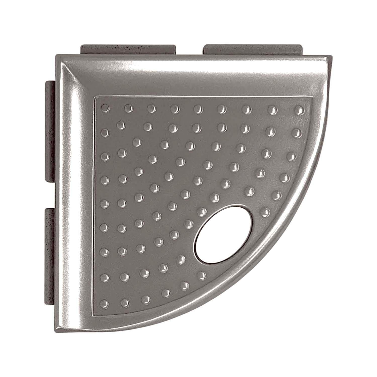 Questech 5" Corner Shower Footrest, Lugged for New Construction, Shaving Shelf for Inside Shower, Bathroom Storage Corner Caddy, Metro Lugged, Brushed Nickel Finish