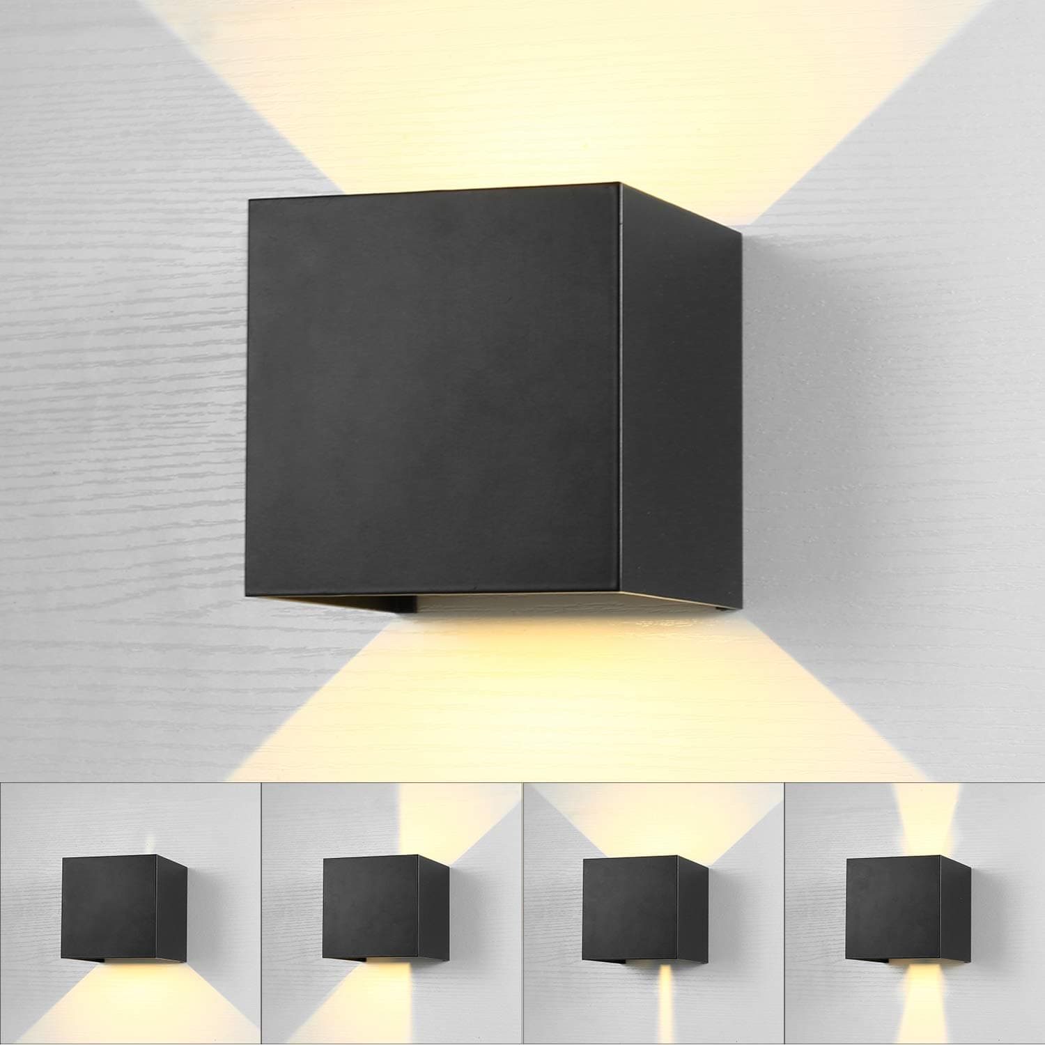 Lightess 10W LED Wall Light Outdoor IP65 Waterproof Up and Down Wall Lamp Indoor Bedroom Wall Light Black Wall Sconce 120° Adjustable Beam Angle for Hall Staircase Garden Garage Bathroom Warm White
