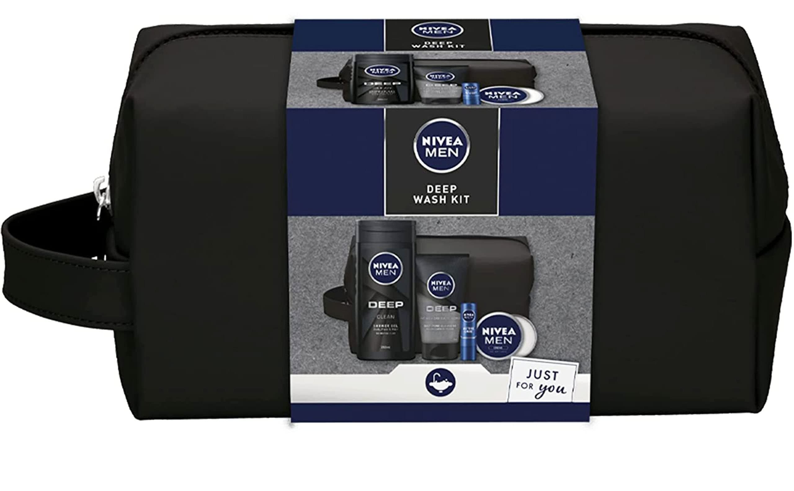 NIVEA MEN GIFT SET, 5-Piece Men's Toiletry Gift Set, Men's Gift Set with Full-Size Skincare Products for Husband, Boyfriend, Father, Brother, Son