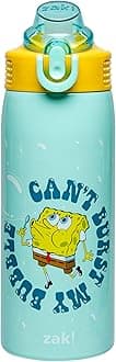 SpongeBob SquarePants Sage Kids Water Bottle For School or Travel, 19oz Stainless Steel Water Bottle With Straw, Handle, and Leak-Proof, Pop-Up Spout Cover (SpongeBob and Patrick)