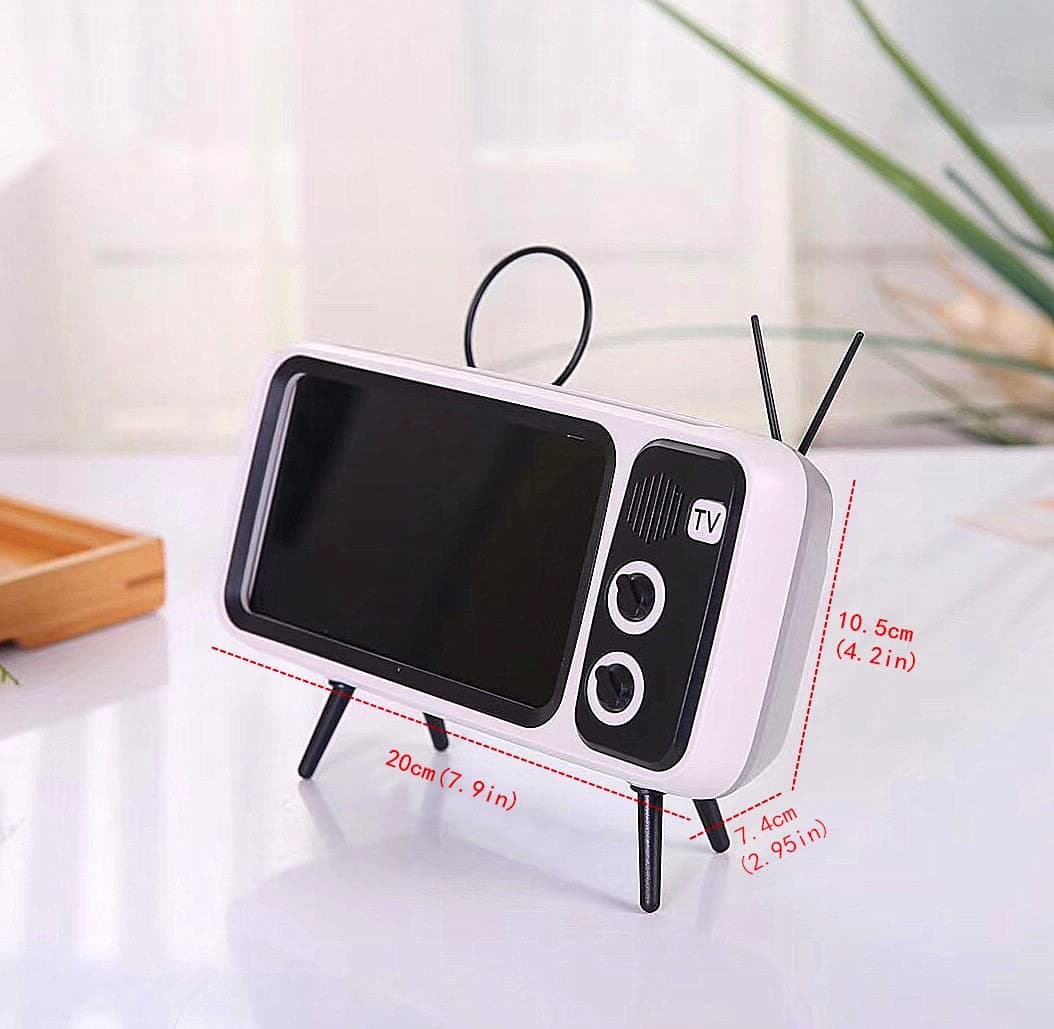 Mini retro tv cell phone stand with Wireless Speaker,smartphone cellphone stand,tv cute phone stand holder,Creative phone holder Suitable for smartphones smaller than 6.5 inches,a small good gift.