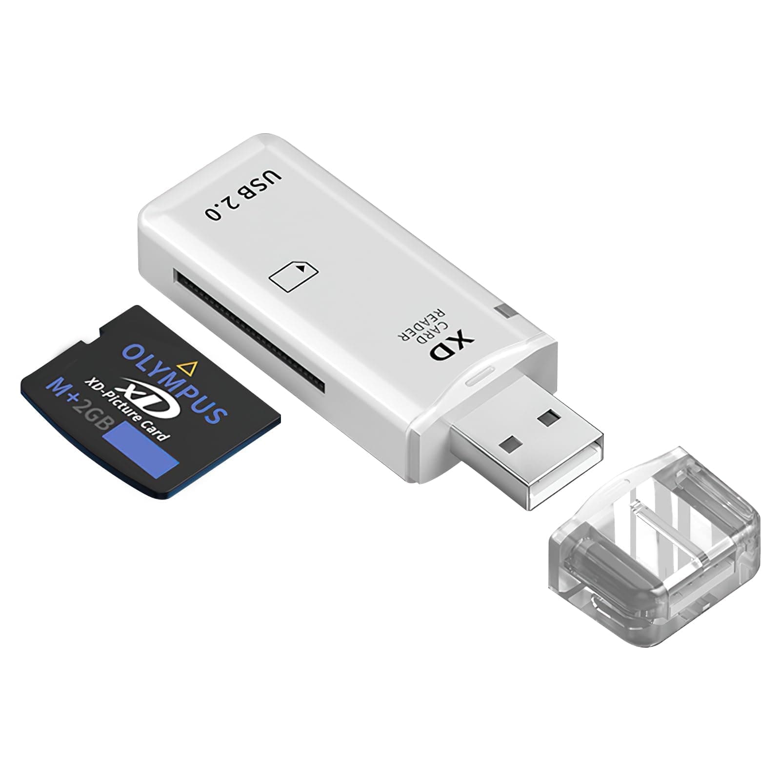 USB 2.0 128GB XD Memory Card Reader, Plug & Play Quick Card Reading Adapter Up to 480MBs Compact Flash XD Picture Card Reader for Fuji Olympus Cameras (Supports Windows + Mac + OS + Linux)