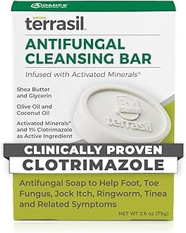 terrasil Antifungal Soap, Care & Relief of Jock Itch, Athletes Foot, Yeast Infection, Ringworm & Tinea Symptoms, Clinically Proven Clotrimazole, Natural, Dermatologist Tested (75gm)