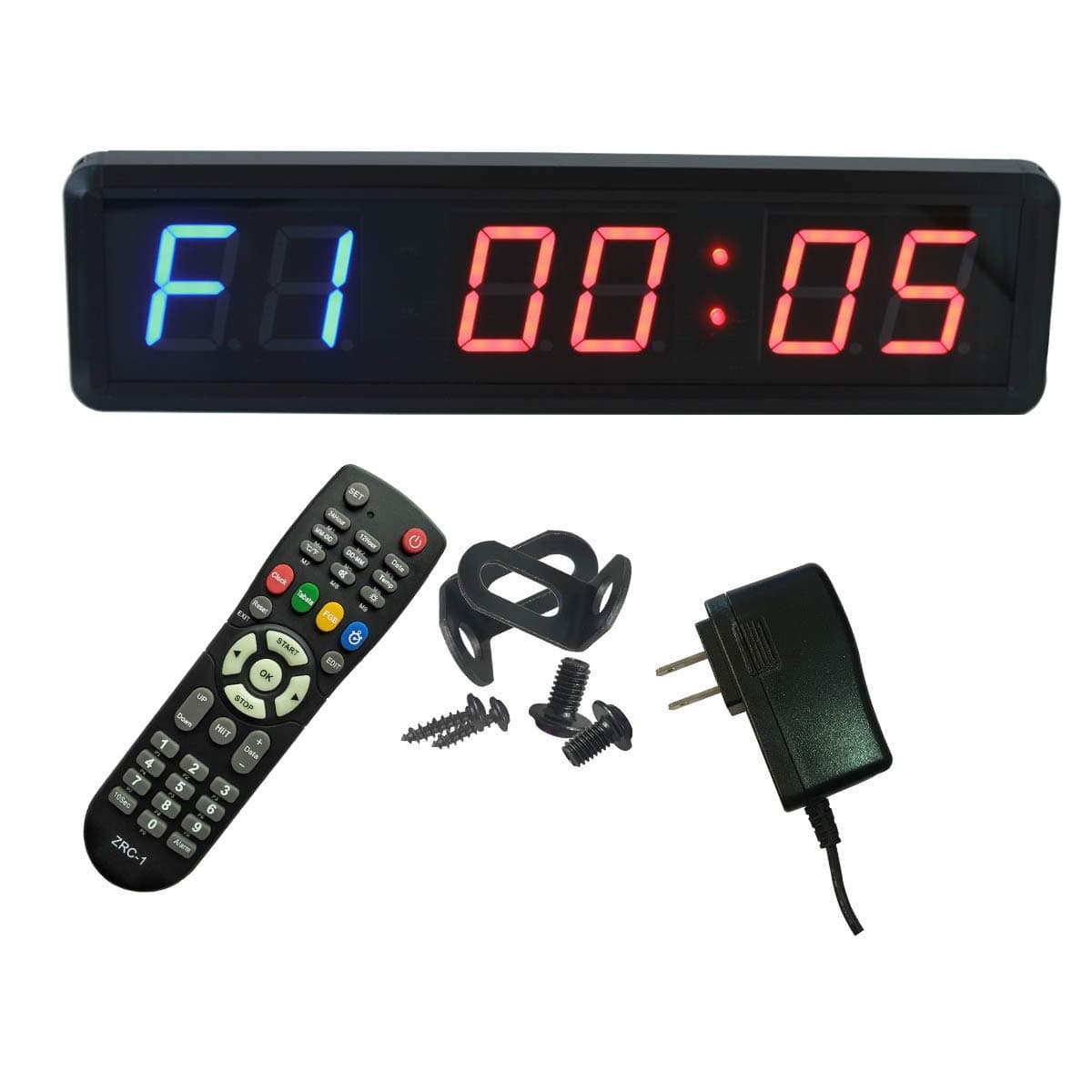 Large Workout Clock for Home Gym, 14" Wall Mount Gym Timer Clock with Remote, (1.8-inch Digits, Blue+Red)