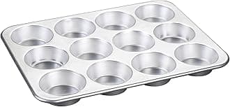 Nordic Ware Naturals 12 Cavity Muffin Pan, Cupcake Tray with Superior Heat Conductivity, Premium Bakeware for Evenly Browned Treats, Made in the USA, Silver