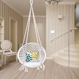 Patiofy Swing/ Swing for Adults and Kids/ Zula for Home Adults Balcony/ Jhula for Adults Balcony/ Swing for Living Room with 4ft Long Hanging Chain with 2 S'Hooks White Jhoola