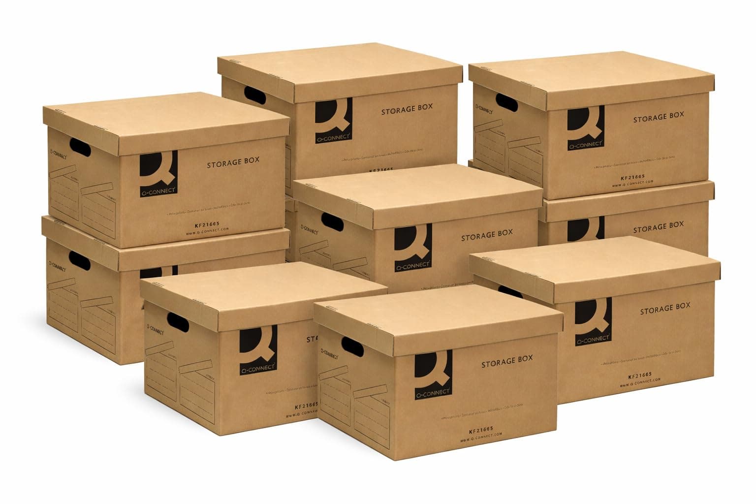 Archive Storage Boxes with Lids, 10 Pack 335x400x250mm Cardboard Boxes Brown