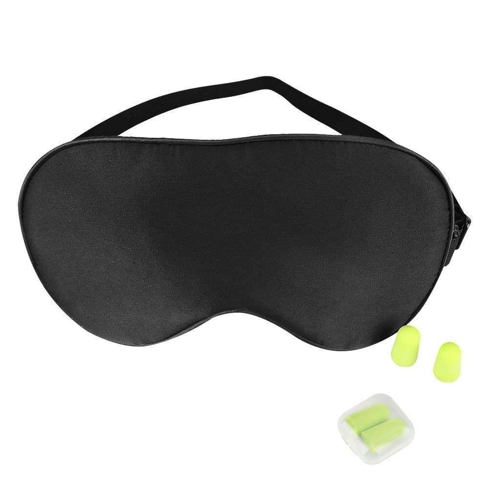 Migola Natural silk sleep mask & blindfold, super-smooth eye mask with Ear Plugs (Black)