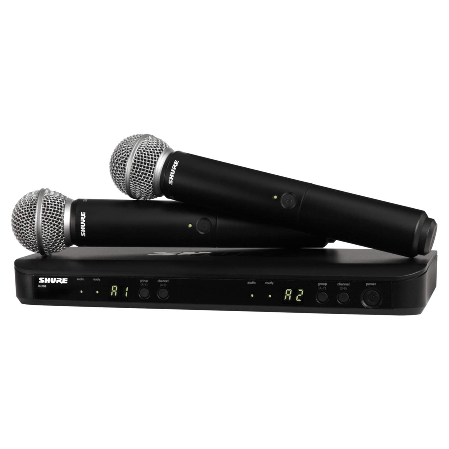 Shure BLX288/SM58 UHF Wireless Microphone System - Perfect for Church, Karaoke, Vocals - 14-Hour Battery Life, 300 ft Range | Includes (2) SM58 Handheld Vocal Mics, Dual Channel Receiver | J10 Band
