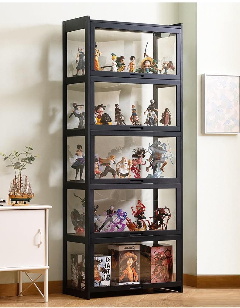 Rubik Display Showcase Cabinet with Acrylic Window Doors & All Sides Transparent For Action Figures, Toys, Awards, Collections