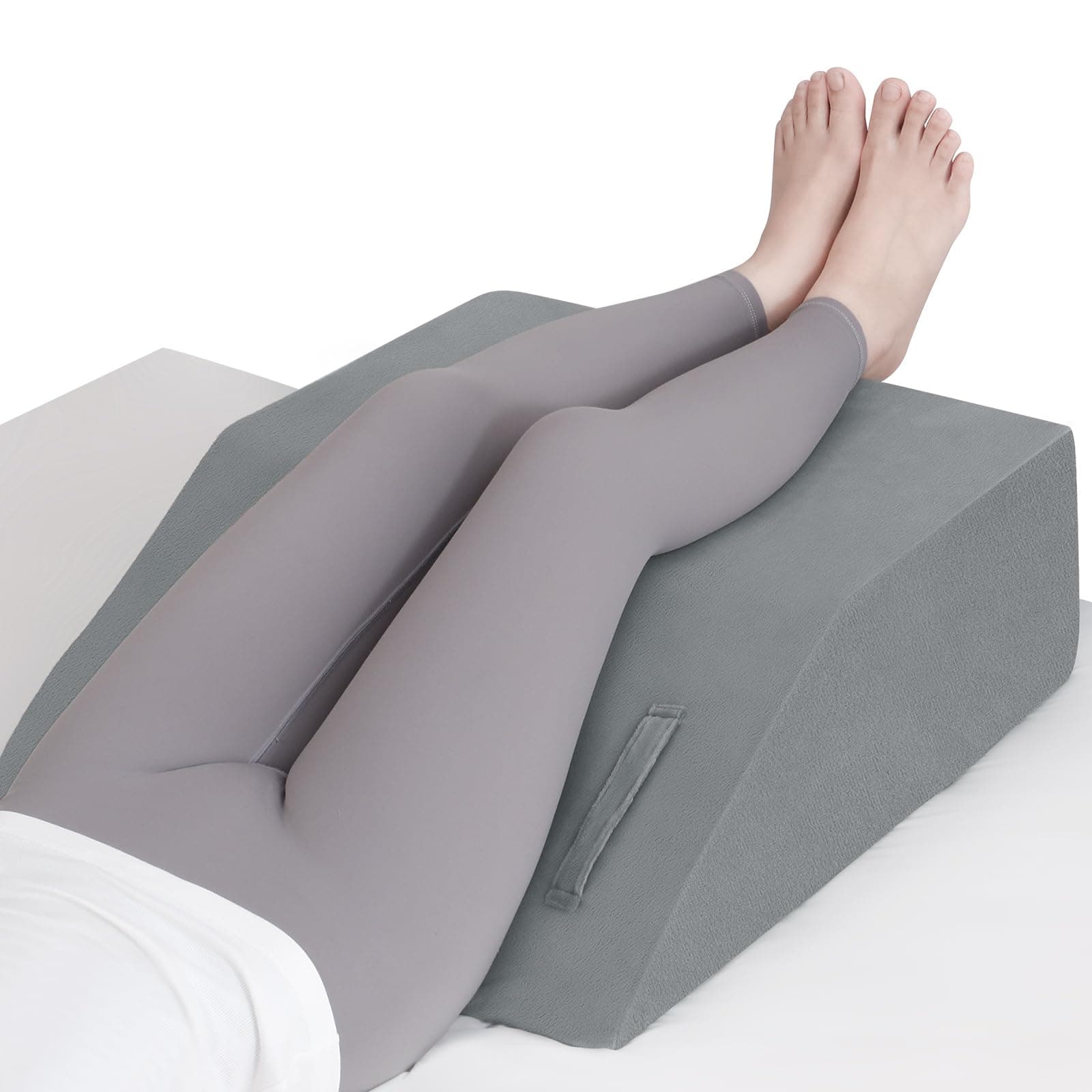 Forias 8" H Leg Elevation Pillows for After Surgery Swelling, Memory Foam Bed Wedge Pillow Leg Elevated for Back Sleeping Lower Back Sciatica Knee Hip Ankles Pain Relief, Grey