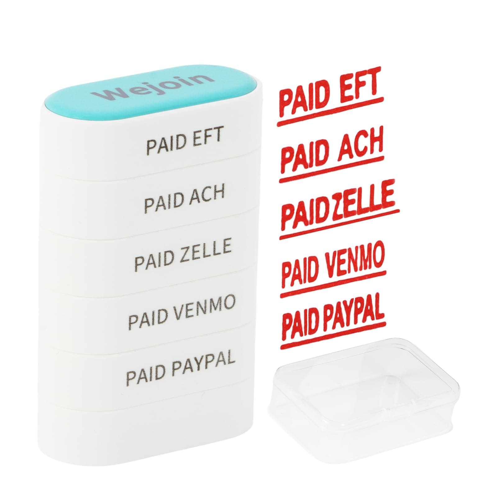 Office Paid Stamps Set - Paid Self Inking Rubber Stamp, PaidEFT/ACH/Zelle/VENMO/PAYPAL with Red Ink, Pre-Inked Stamper for 3rd Party Business, Bookkeeping, Ordering, Accounting, Work.