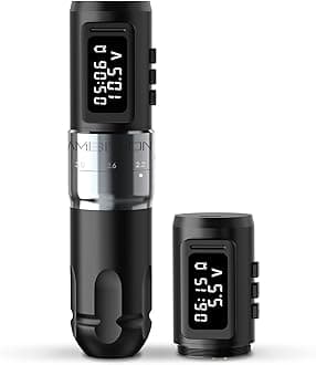 Ambition MARS-U Wireless Tattoo Machine with Adjustable Stroke - Rotary Cartridge Tattoo Machine Pen with Extra 1800mAh Power Coreless Motor Digital LED Display for Professional Tattoo Artist