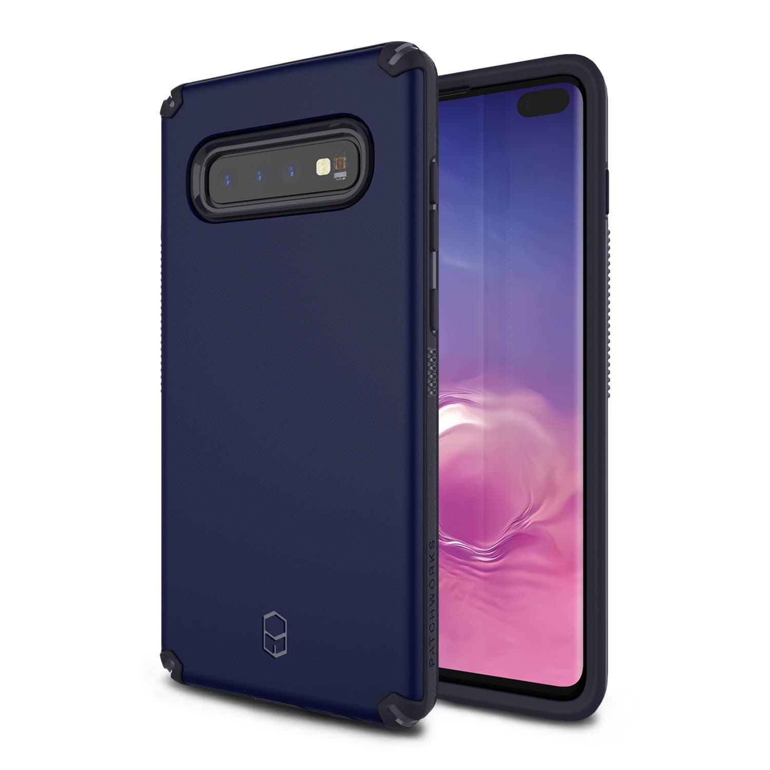 Galaxy S10+ Plus Case [2019], PATCHWORKS Military Grade CertifiedDual LayerImpact ResistantCorner Protection with Poron XRDWireless Charging Compatible [Level Arc Series], Navy Blue