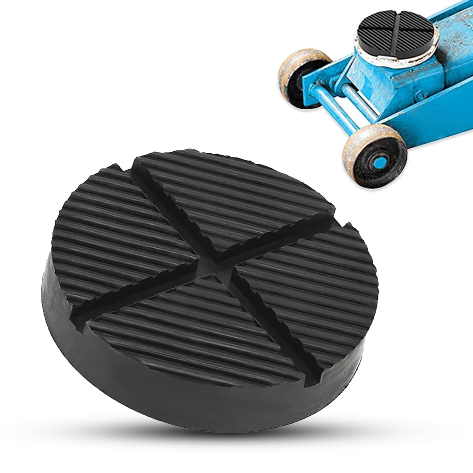 Floor Jack Rubber Pad, Cross Groove Pinch Welded Side Frame Rail Protector Disc/Pad, Flexible Rubber Support Block Repair Accessories, Universal for Most Cars (Black)