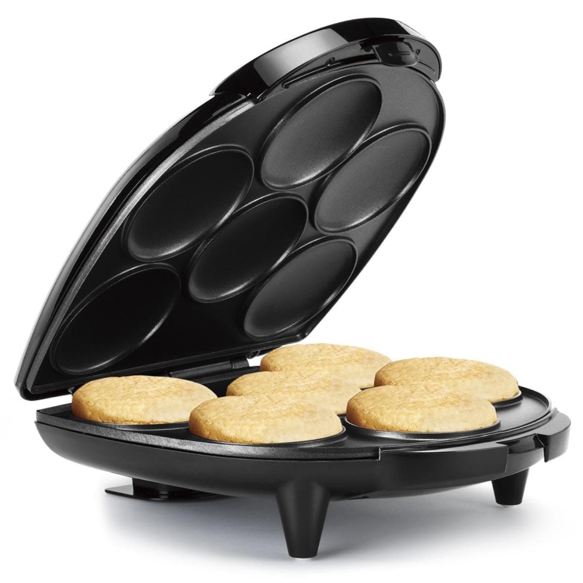 Non-Stick 6-Section Multi-Food Maker - Arepas, Mini Pancakes, Corncakes and More - Black,12 Inch