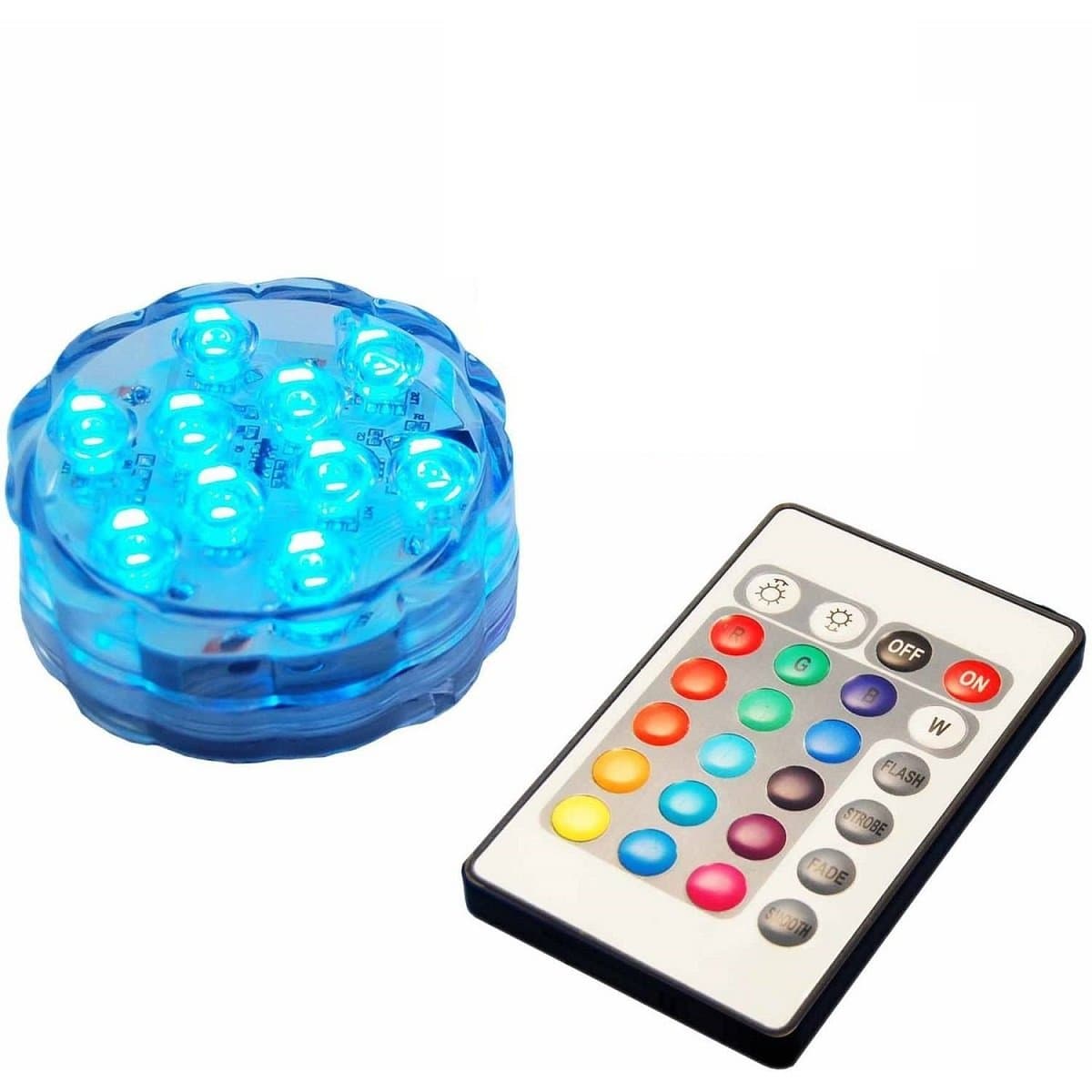 Christmas Led Lights IR Remote Controlled 10-LED RGB Waterproof Powered Lights for Aquarium, Vase Base, Pond, Garden, Party, Christmas, Halloween, Swimming Pool lights (1 PACK)