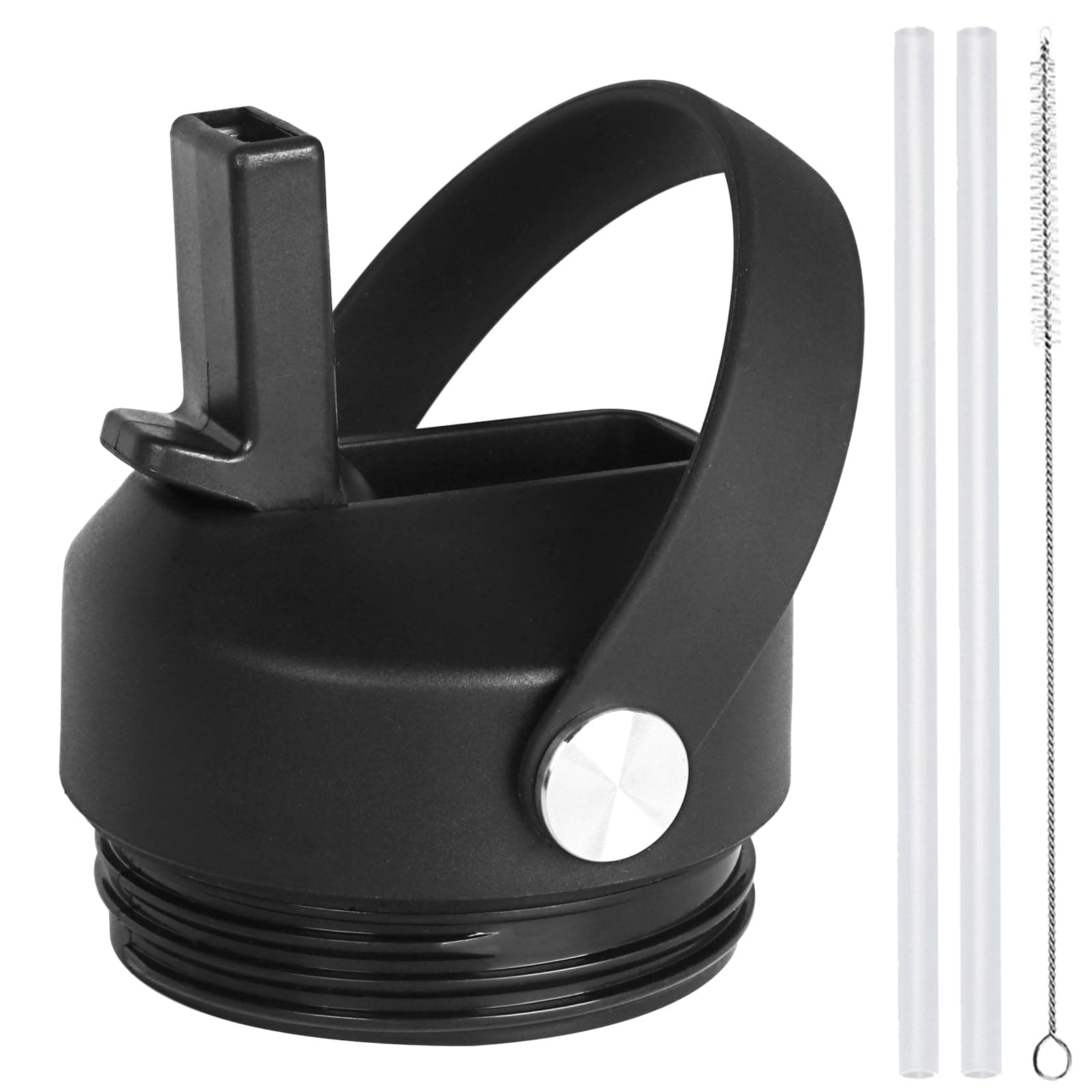 Straw lid for Yeti Rambler Water Bottle 18 26 36 64 oz, Replacement Cap Straw Cap for Yeti 18oz 26oz 36oz, Lid with Straw and Brush and Flexible Handle ﻿