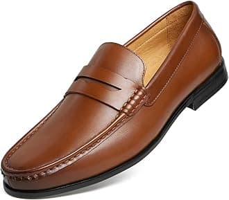 Mens Penny Loafers with Genuine Leather Business Dress Slip on Loafer Shoes for Men Tan US 9